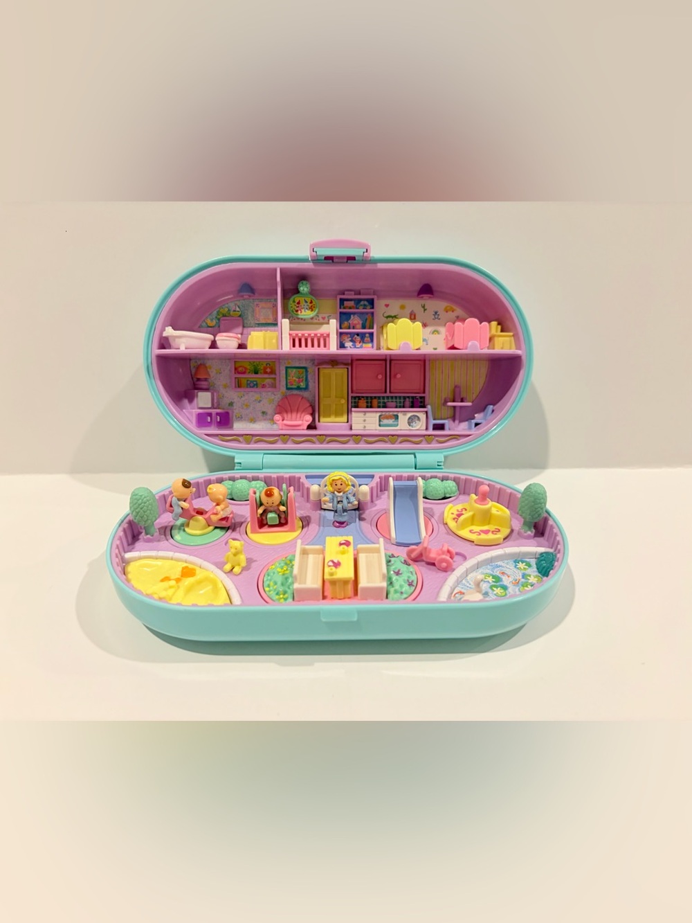 1992 Polly Pocket Babysitting Stamper Nursery Playset - complete